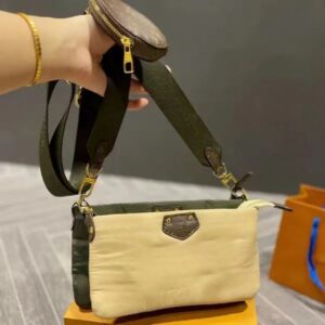 Designer shoulder bag Three-piece skew cotton garment bag large capacity mahjong bag embroidered key wallet