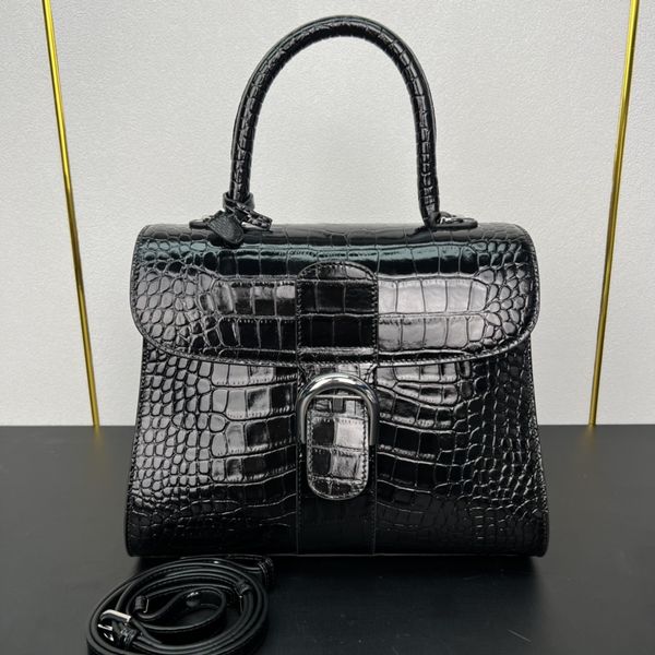 Hot 2025 designer bag brillant box fashion9606 bag magnificent high end crocodile cowhide lambskin inside adjustable shoulder strap mirror small Pendant dhgate