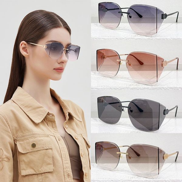 Retro square frameless sunglasses PR108 Womens classic brand sunglasses UV400 protective Womens designer mask style frameless high end quality sunglasses