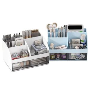 simple white desktop storage allowing stationery and miscellaneous items to be orderly placed