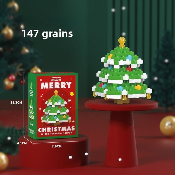 Christmas block toys for children; assemble a Christmas tree, Santa Claus train, sleigh, holiday gift.