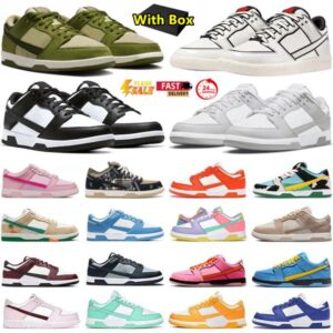 With Box designer mens casual shoes Asparagus Panda White Black Grey Fog Candy Hayley Wilson Valentines Day UNC men women trainers sports sneakers Flat shoe GAI