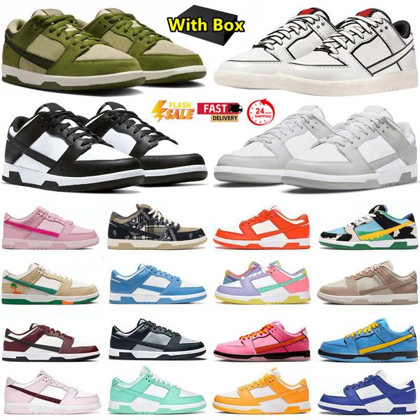 With Box designer mens casual shoes Asparagus Panda White Black Grey Fog Candy Hayley Wilson Valentines Day UNC men women trainers sports sneakers Flat shoe GAI