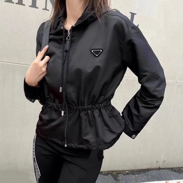 Designer Womens Nylon Jackets Tops Hots Women's Denim Jackets Ladies Black Waisted Slim Hooded Coats Outdoor Casual Trench Hooded Windbreaker Clothing Jacket Tops