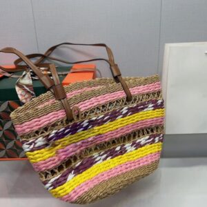 Woven Bag Shoulder Handbags Fashion Women Totes CrossBody Cowhide Woven Vegetable Basket Bags Ladies Tote Handbag