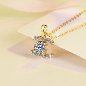 S925 Sterling Silver Classic Letter Pendant | 1CT D Color Moissanite Clavicle Chain | Adjustable Minimalist Jewelry