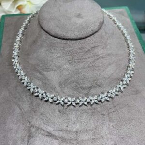 Designer S925 pure silver horse eye necklace bracelet earrings full of diamonds shiny and simple
