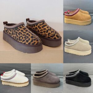 Designer Leopard Tazz Slippers Tasman Snow Boots Women Men Australia Slipper Winter Fur Slides Mustard Seed Sand Genuine Leather Slip-on Booties Size 35-44
