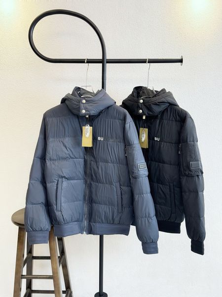 Men's Down & Parkas Designer Winter Letter pocket hood with detachable zipper