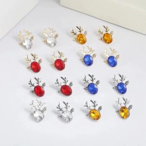 Elegant Christmas Reindeer Earrings – Sparkling Crystal Gemstone Tempered Studs Collection