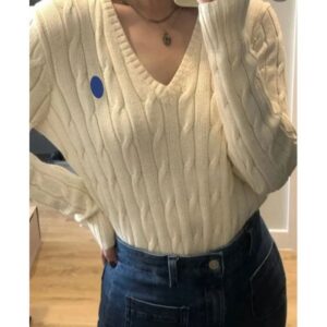 Women's Designer Sweaters Pony Autumn and Winter Embroidered Sweater V-neck Cotton Fashion Knitted Jumper Top Undercoat Fried Dough Twists Sweater BFG25011613