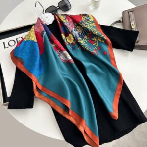 Versatile Silk Scarf – 90x90cm Square Style with Multiple Patterns for Daily Fashion