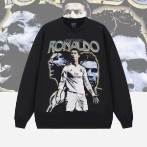Cristiano Ronaldo Printed Unisex Crewneck Sweatshirt Heavyweight Wool Street Style, Loose Fit Drop Shoulder