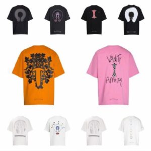 Designer Men T Shirts Loose Oversize Tees Apparel Fashion Tops Mans Casual Chest Letter Shirt Luxury Street Shorts Sleeve Chromest shirts