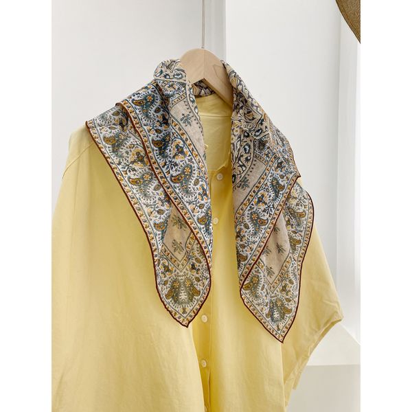 Silk and cotton blended scarf square scarf --845903