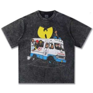 Clothing Washed Wutang Casual Loose Letter Print 100% Cotton Short Sleeve 280g T-Shirt