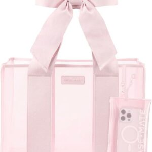 beach bag Case-Mate Pink Bow Lightweight Beach With Phone Pouch Women Waterproof Tip-Proof Foldable Washable Tote Bag For Beach Pool Travel And Vacation – Large