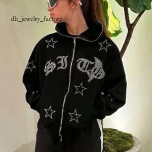Women's hoodie letter star hot stamping hoodie mens and womens cardigan high street dark hip-hop metal zipper hooded jacket bbc