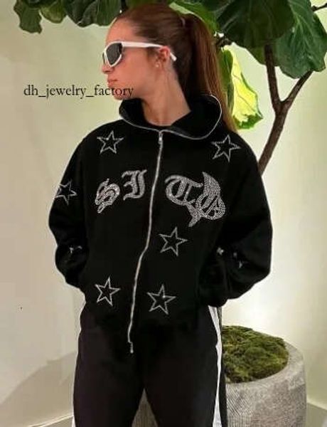 Women's hoodie letter star hot stamping hoodie mens and womens cardigan high street dark hip-hop metal zipper hooded jacket bbc