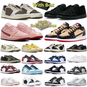 Designer Basketball Shoes 1 1s Mens 2025 Pizza Valentine's Day Black Bred Brown Panda University Light Grey Military Blue Shy Pink Trainers Sports Sneakers