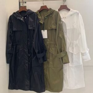 Women's Trench Coats Designer M Medium to long hooded waist cinched large pocket women's sunscreen coat windbreaker