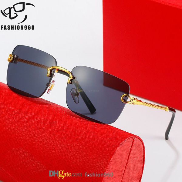 mens sunglasses for women designer sun glasses men Composite Metal Rimless Optical Frame Classic Rectangle Square Luxury gold sunshade sunglass