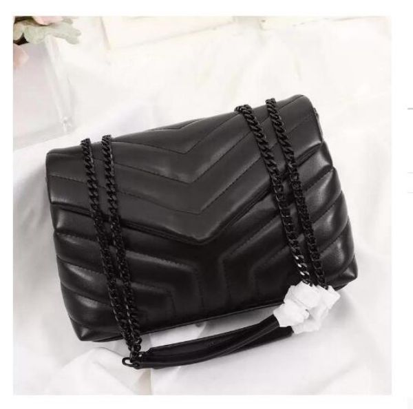Luxurious bags LOULOU Women Designer Black Leather Large-Capacity Chain Shoulder Bag Quilted Messenger Handbags Purse Shopping Wallets Totes flap bag