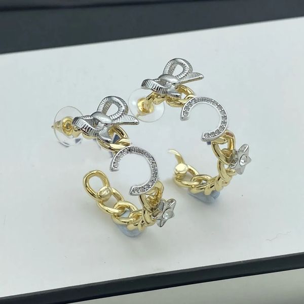 Luxury Earrings Designer Brand Stud 18K Gold Plated Letters Crystal Wedding Jewelry for Women Party Gift with Box