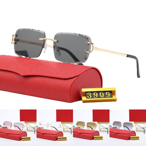 mens designer sunglasses for women sports outdoor Gold Silver Rimless Metal diamond cut optical frame black grey blue transparent lens occhiali da sole zonnebril