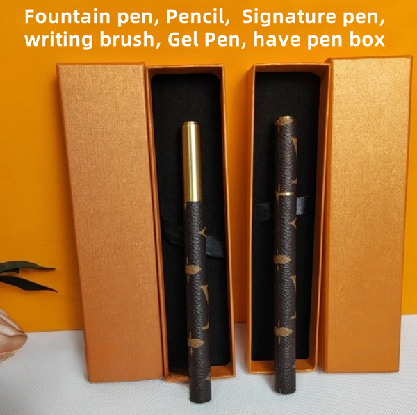 wholesale top quality designer fashion Ballpoint brown Body ball Pen Black Ink pencil Old wer letter printing pattern fountain pen have box