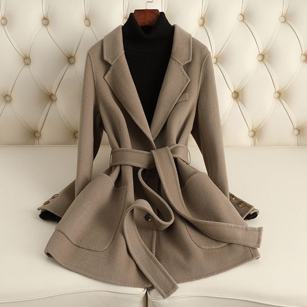 D10300 New wool coat short style fashionable high-end loose design double-sided velvet coat for women