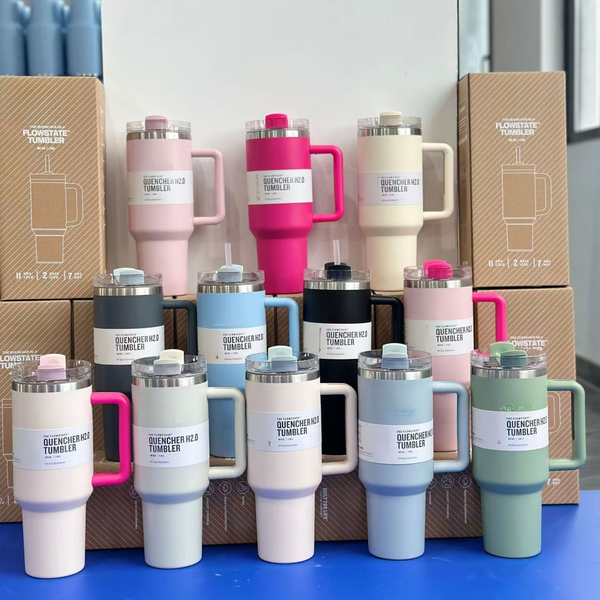 US Stock with 40oz Mug Turmbler With Handle Lids Straw Stainless Steel Vacuum Insulated Car Mug Double Wall coffee Thermal Iced Travel Cup Insulated cup