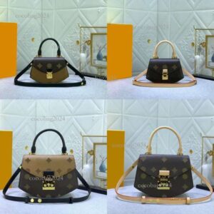 8A canvas shoulder latch fixed clamshell crossbody Leather top handle handbag New designer European and American girls underarm dinner bag