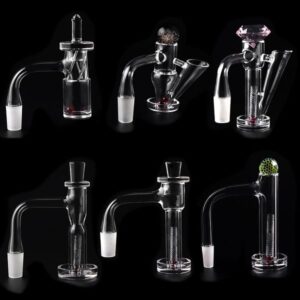 Full Weld Beveled Edge Smoking 4mm bottom Terp Slurper Quartz Banger With Hollow sandblasting Pillar/Quartz Cap 10mm 14mm 18mm 20mmOD for Dab Rigs Water Pipes