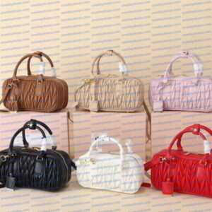 Ladies' High-Quality White Leather Handbag Designer Pleated Shoulder Bag With Detachable Shoulder Strap