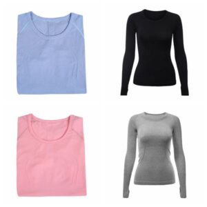 Women Yoga T-Shirt Womens High-Elastic Breathable Running Top Quick Drying Seamless Short Sleeve Sport-Cycling Gym Wear Jogging Fitness Clothes Long Sleeve