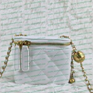 Ladies' Fashionable Makeup Bag Luxurious Designer Shoulder Bag Solid Color Crossbody Chain Bag Metal Ball Decoration