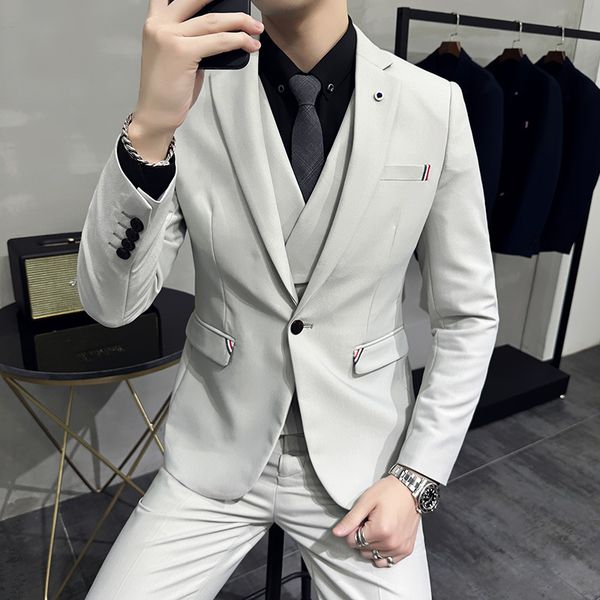 H312 Business suit men's Korean style slim fit solid color suit wedding suit