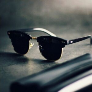 Men's semi-rimmed retro sunglasses 2023 – stylish sunglasses for women for driving, with unique design.
