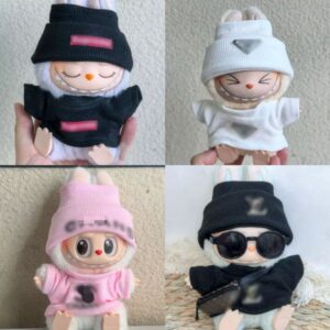 Designer Clothing 17cm mini plush doll clothing set accessories cut bow headband dress Labubu aron Vinyl Pendant Clothes gift S4049