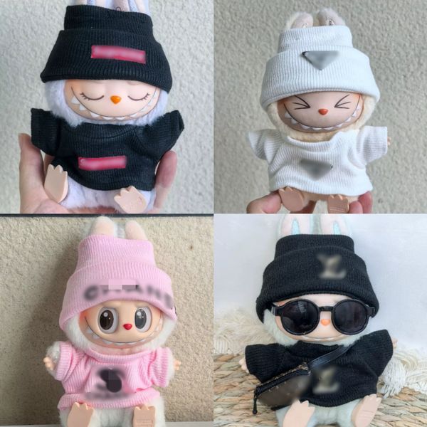 Designer Clothing 17cm mini plush doll clothing set accessories cut bow headband dress Labubu aron Vinyl Pendant Clothes gift S4049