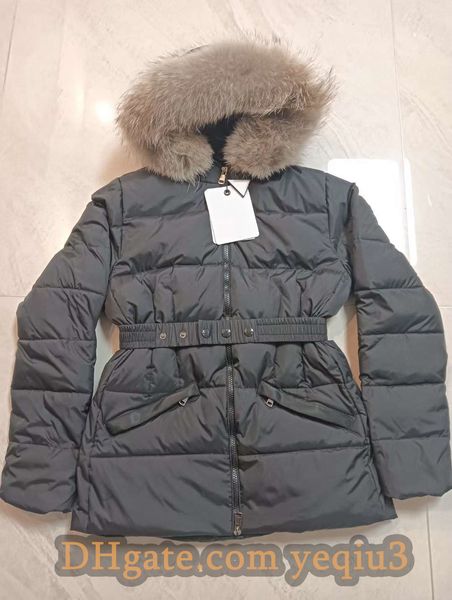 Women NFC Designer Down Jacket Warm White Duck Puffer Parka with Soft Wolf Fur Slim Fit Classic Winter Coat Asian Size Perfect for Christmas