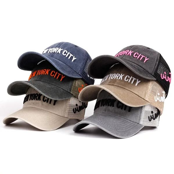Fashionable and simple letter embroidery breathable mesh cap for men, sweat-absorbing sponge, outdoor sports accessory