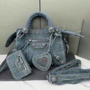 Real Top Quality Bags Women lady Le Neo Cagole Motorcycle shoulder luxury Designers Genuine leather crossbody clutch wallet purse Pochette Vintage Denim stone