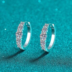 Starry Night Inspired Sterling Silver Moissanite Studs with Classic Hoop