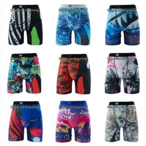 Plus Size Men Swim Shorts Cartoon Print Quick Dry Trunks Designer Boxer Fit Beach Pants High Elastic Polyester S-3XL