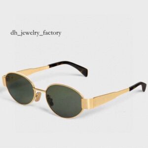 DHcollections10A Womens Designer Sunglasses Retro Small Round Frame Arc de 40235 Oval Frame Sunglasses for Women Metal Mirror Legs Green Lens Fashion Luxury Men 452