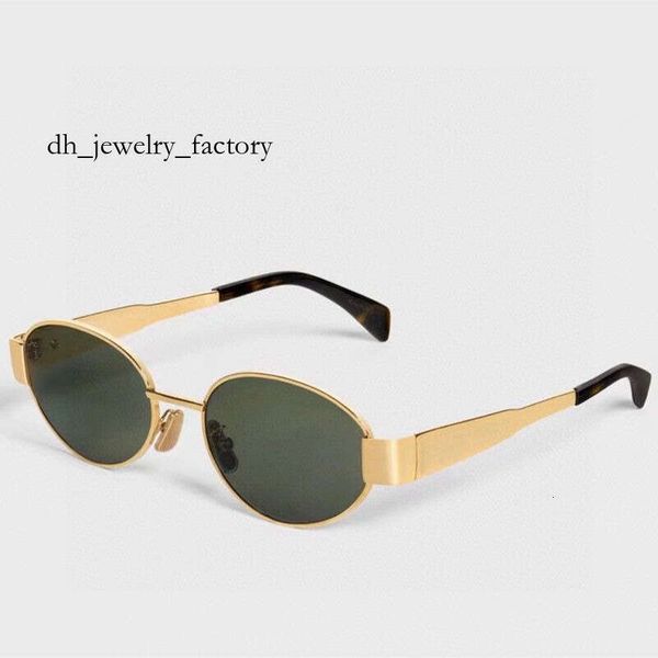 DHcollections10A Womens Designer Sunglasses Retro Small Round Frame Arc de 40235 Oval Frame Sunglasses for Women Metal Mirror Legs Green Lens Fashion Luxury Men 452