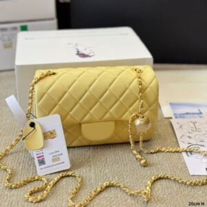 Golden Ball Women Lambskin Shoulder Bag Classic Flap Designer Crossbody Bags Metal Hardware Diamond Lattice Adjustable Matelasse Chain Luxury Tote Key Pouch 20cm