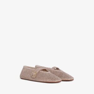 Women's Shoes Ballet Flats In Knitted Lurex Classical Japanese Shoes Buckle Strap Crochet
